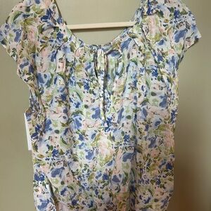 Lauren Conrad Floral Women's Top - Blue, Green, Pink